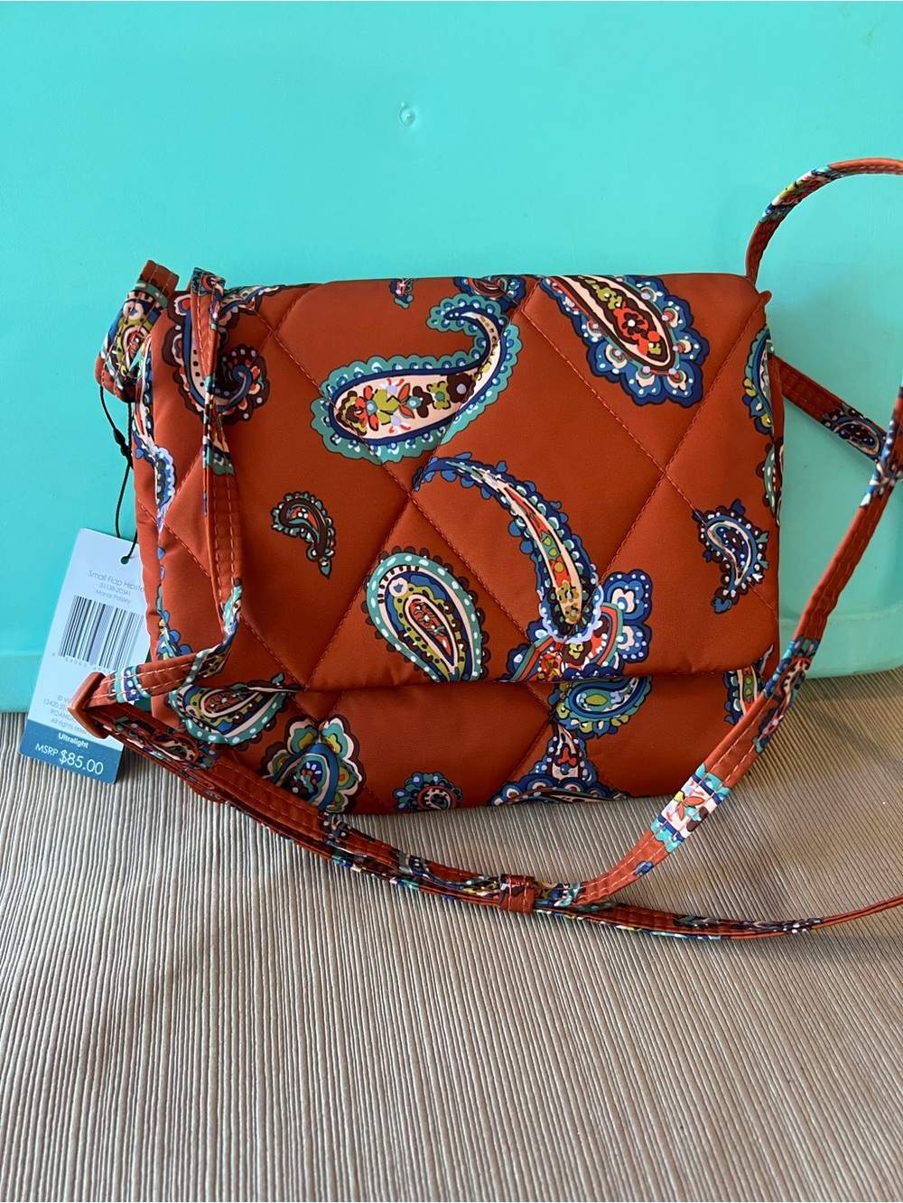 NEW Vera Bradley Orange Paisley Quilted Crossbody